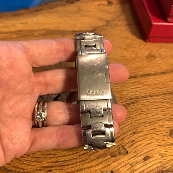 FOSSIL AM4056 RETRO DATE FUNCTION 100M STAINLESS MENS WATCH NEW BATTERY! - Picture 4 of 11